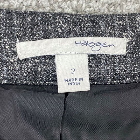 Halogen Speckled Tweed Pleated Skirt Black Gray 2 A Line Academia Knee Length - Picture 10 of 13